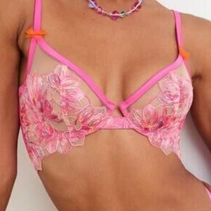 For Love And Lemons Pink Floral Bra